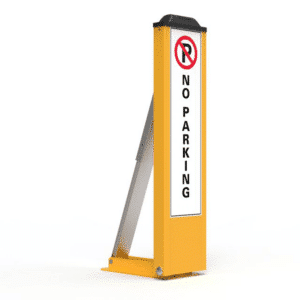 Fold Down Bollard with No-Parking Label